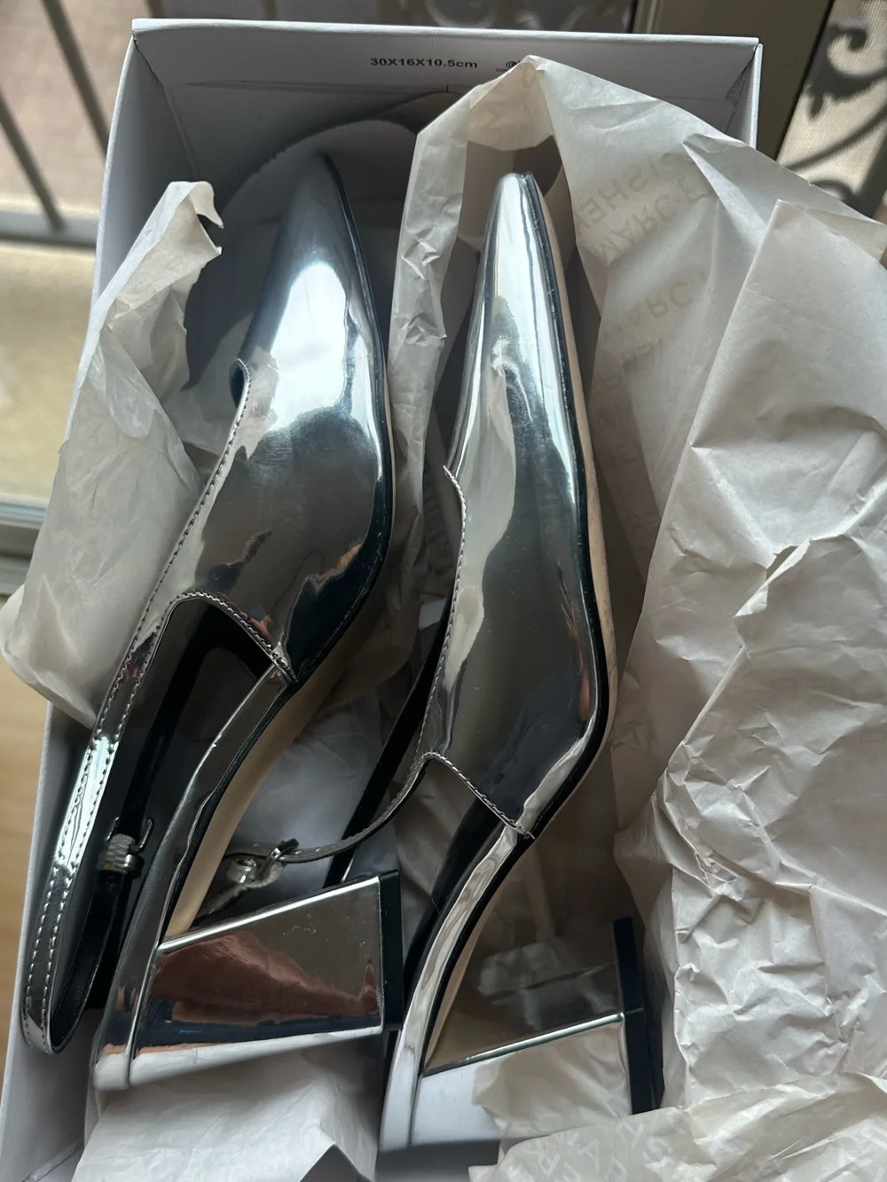 Marc Fisher LTD Silver Metallic Slingback Heels 8.5 – Worn Once + Original Box